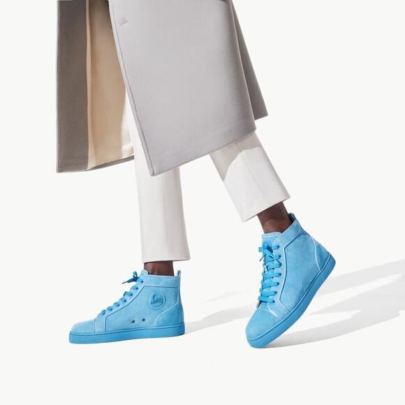 Christian Louboutin Louis Orlato Flat Panorama Blue High Top Sneaker 44.5 11.5 - Picture 5 of 12